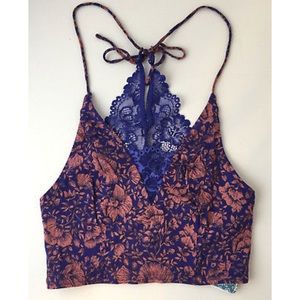 •Free People• Lace Contrast Brami Bralette• NWT•